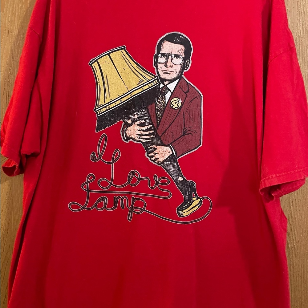 Funny holiday tee. Anchorman with lamp from Christmas Story 3Xl